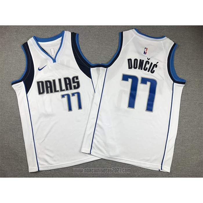 Camiseta Nino Dallas Mavericks Luka Doncic #77 Association 2021 Blanco